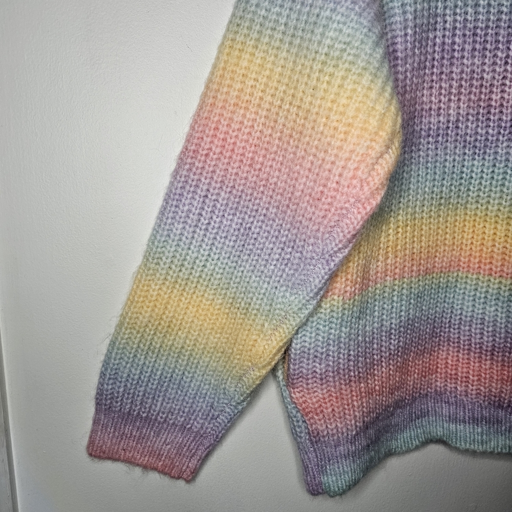 NWT Blank NYC Oversized Chunky Knit Pastel Rainbow Cardigan Sweater Size XL - Picture 8 of 9